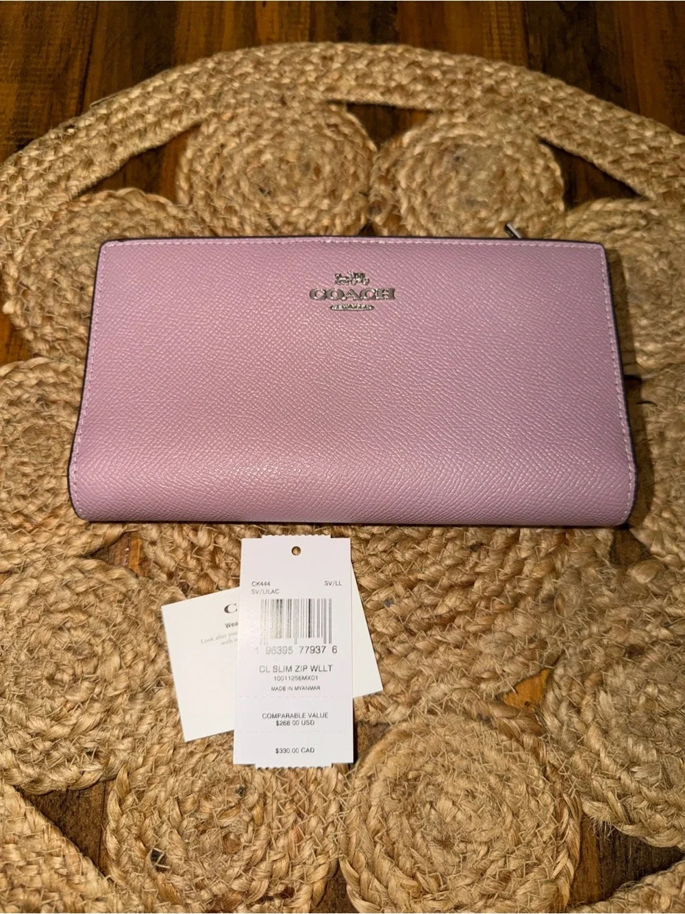 Coach Lavender Leather Continental Wallet